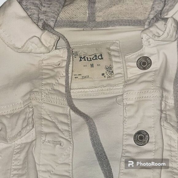 Mudd Denim Jacket Cloth Sleeves Size Medium - Picture 3 of 3